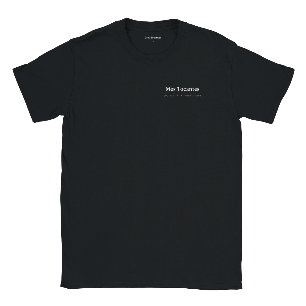 T-shirt Mes Tocantes, devant : signature poitrine numérotée