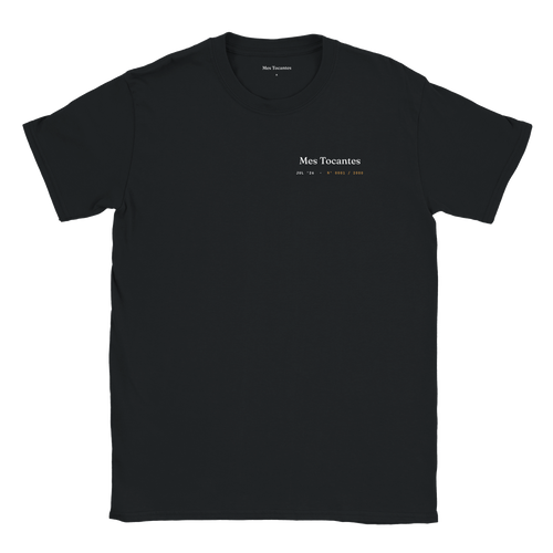 T-shirt Mes Tocantes, devant : signature poitrine numérotée